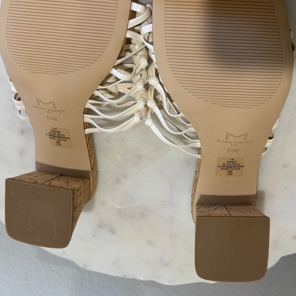 Marc Fisher White and Cork Woven Sandals NIB size 11 - Picture 7 of 7